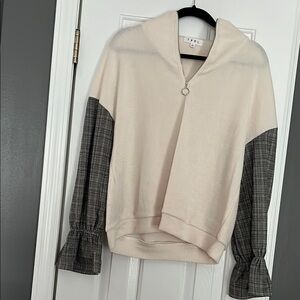 THML Cream and Gray Cowl Neck Sweater